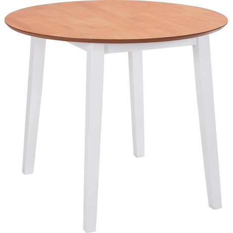 vidaXL Mesa de hojas abatibles redonda MDF blanca (1/4)