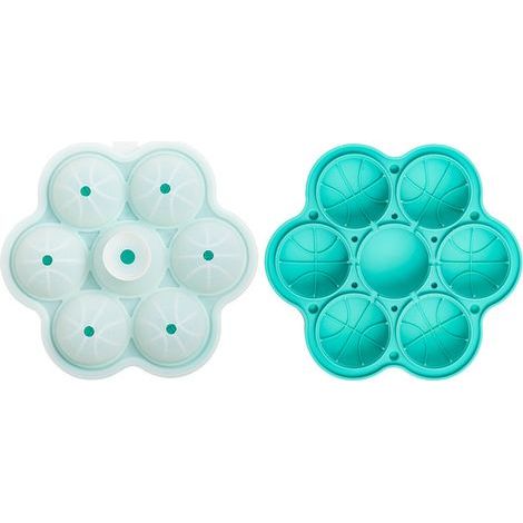 Bandejas esféricas de silicona para cubitos de hielo, juego de 7 unidades, 5 cm, plegables, a prueba de fugas, color azul. (1/3)