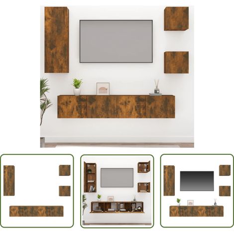 Ensemble de meubles TV 5 pcs Chêne fumé Bois d'ingénierie (1/5)