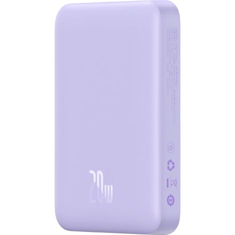 Banco de energía magnético inductivo de 10000 mAh y 20 W + cable USB-C - morado (1/5)