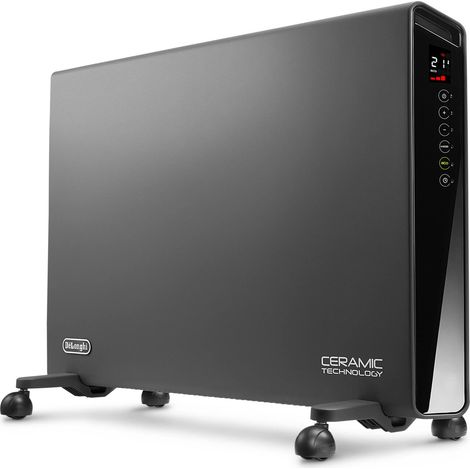 De'Longhi HX65L22 Slim Style TermoConvettore Elettrico, Silenzioso, Tecnologia Ceramica, TIMER 24H, 3 Livelli di Potenza, Sistema Anti-Ribaltamento, Funzione ECO-PLUS, per Ambienti fino a 65m³, Nero (1/5)