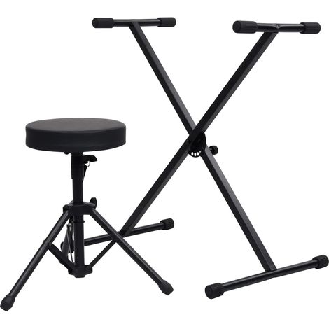 Klavierständer- und Hocker-Set Schwarz (1/5)