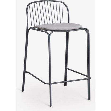 SKLUM Hoher Gartenhocker aus Stahl Anerina Grau Graphit ↑65 cm