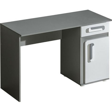 Mesa de oficina Aviseve 100, Antracita + Blanco, Con puertas, Con cajones, Número de puertas: 1, Número de cajones: 1, 80x120x50cm