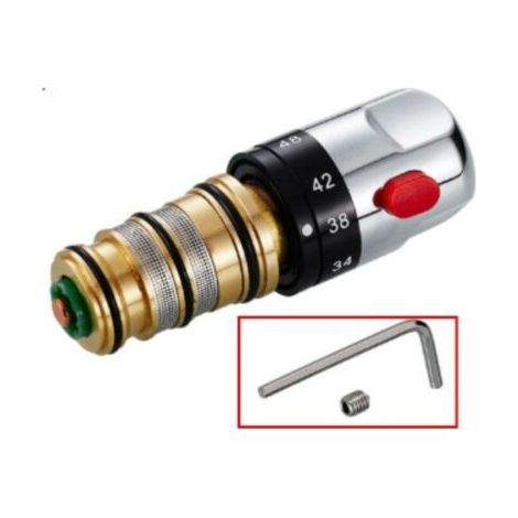 Cartouche thermostatique pour barre de douche – Laiton massif chromé – Disque céramique – Verrouillage sécurité 38°C