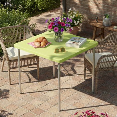 Tavolo da Esterno Brownstown, 4 Posti, Tavolo Tavolo Fisso Quadrato Made in Italy, Lunghezza Massima 75 cm, 75x75x72h cm Verde (1/3)