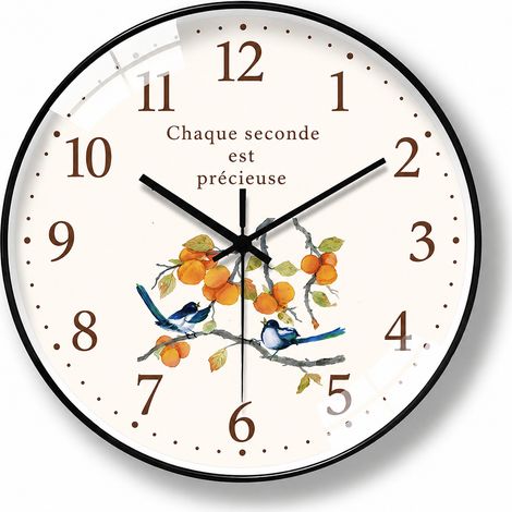 Horloge murale ronde 8 pouces 20 cm ST1015 cadre noir aiguilles noires st1015 réf 4920 21 × 21 × 5 cm 180 g – Livraison gratuite