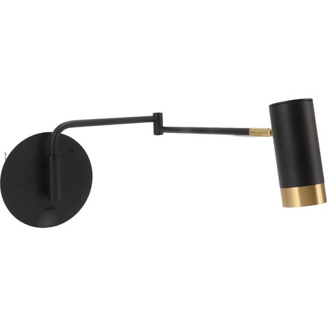 Wandleuchte mit Schwenkarm, Nachttischlampe mit verstellbaren Schwenkarmen für Schlafzimmer, Wohnzimmer, Leseecke, schwarz (1/5)