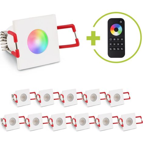 Einbaustrahler Mini Livorno eckig 3W RGBW IP65 - Farbe: weiß - Anzahl: 12x (1/5)