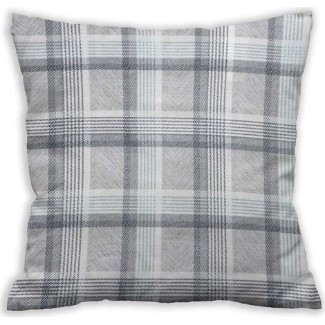Baumwollkissenbezug 40x40 cm, weich, 100% Baumwolle, kariert, blau-grau (1/5)