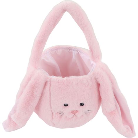 Osterkorb für Kinder, Osterhasen-Plüschtasche, niedliche Cartoon-Tasche, Hasenkorb mit langen Ohren, rosa (1/5)