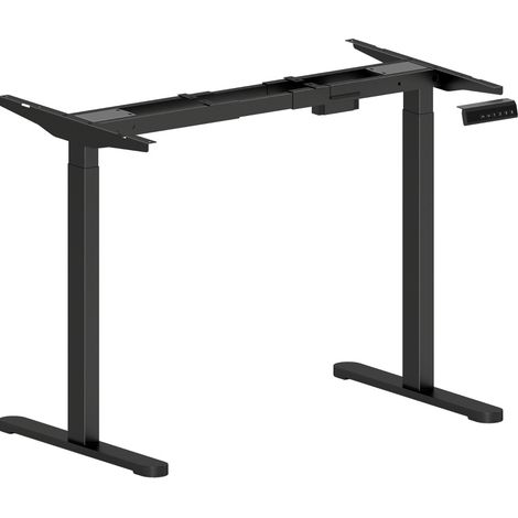 Piètement de bureau électrique réglable en hauteur avec double moteur, réglage de 70 à 118 cm, noir (1/5)