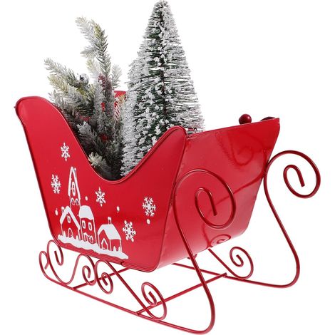 Ornement de Traîneau de Noël Décoration de Bureau Forme de Traîneau Exquis pour Fêtes de Fin Année (1/5)