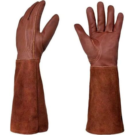 Gartenhandschuhe, Damen/Herren – Durchstichfeste Handschuhe, lange Unterarmschutzhandschuhe, Schere, braun (1/5)