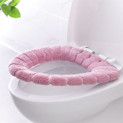 1 funda de inodoro lavable, universal, suave, con forma de O, cálida.