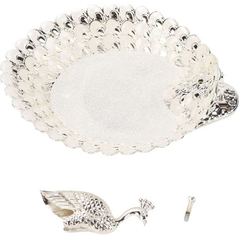 Plat à bonbons en forme de paon, plateau de service de fruits, bol de rangement de biscuits, assiette de collations de fête pour mariage, maison, buffet, bar, bureau, décoration en alliage d'aluminium (1/5)