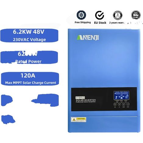 Onduleur Solaire, Sortie Onde Sinusoïdale Pure, Haute Efficacité, ANJ-6200W-48V-WIFI (1/2)