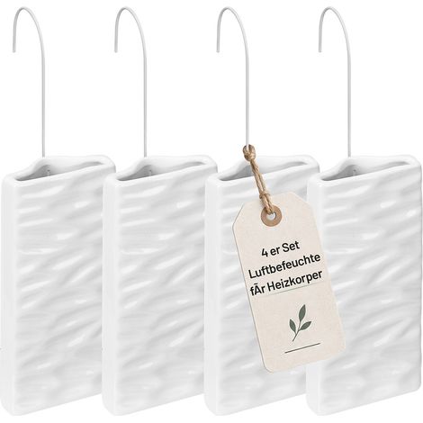 Jiubiaz Humidificateur radiateur céramique lot de 4 blanc évaporateur avec crochets ondulé (1/5)