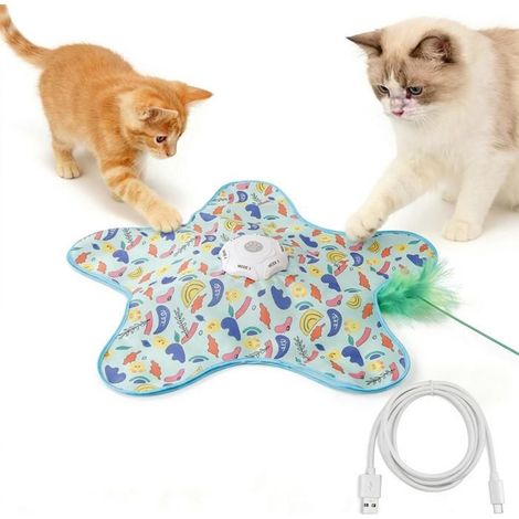 KLVGTIFS PU - Jouet Interactif Rechargeable pour Chats — Plumes Dissimulées et Mobiles, Couinement Réaliste de Souris, Activation Tactile - C (1/5)