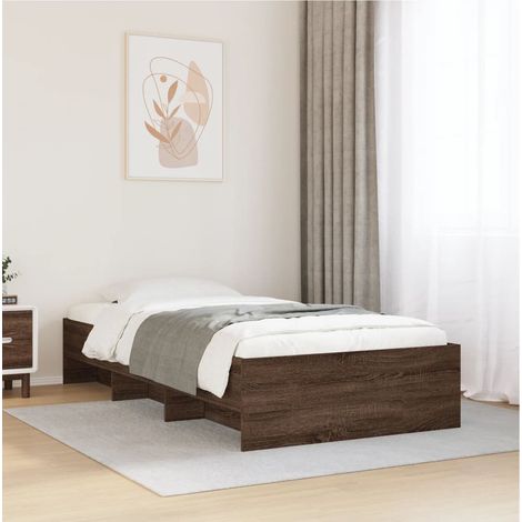 Bettgestell ohne Matratze Braun Eiche 90x200 cm Holzwerkstoff (1/5)