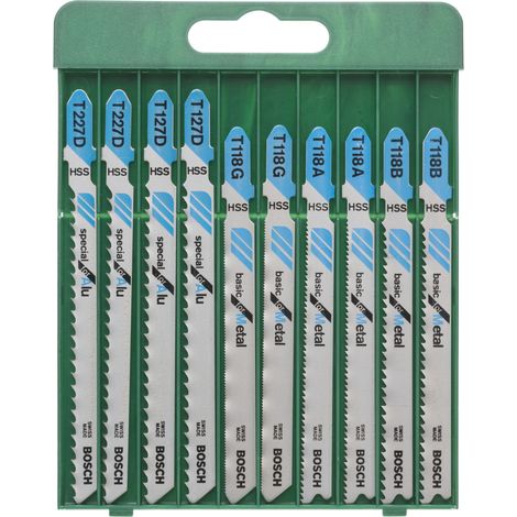 Bosch 10tlg. Stichsägeblatt-Set T-Schaft T 118 A (2x) T 118 B (2x) T 118 G (2x) T 127 D (2x) T 227 D (2x)