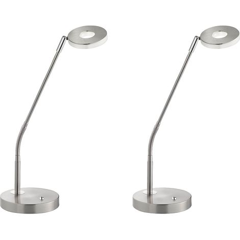 2er SET LED Schreibtischlampen Silber mit Dimmer, Höhe 60cm (1/5)