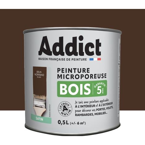 Peinture Bois Microporeuse Addict Brun Normand Satin 0,5 L (1/2)