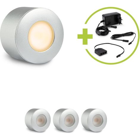 Aufbau/Einbaustrahler Mini Bergamo 3W 2700K IP44 - Farbe: silber - Anzahl: 4x (1/5)