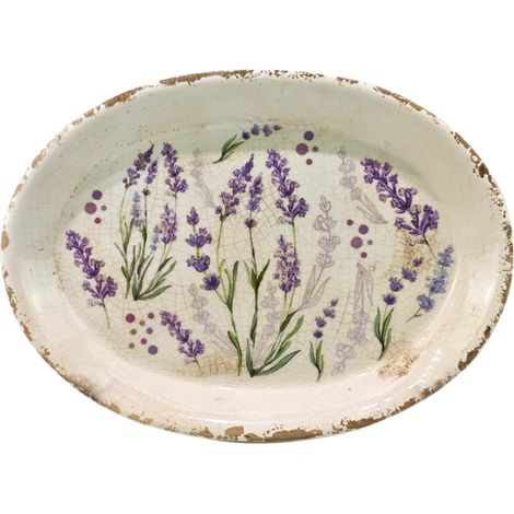 Piatto decorativo Lavanda per la casa, in ceramica elegante, ideale come centrotavola e decorazione d'interni