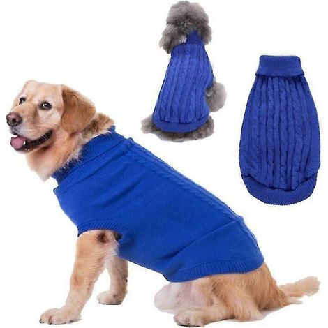 Ropa de invierno para perros y gatos, ropa de punto para mascotas, para gatos, perros pequeños y medianos, chihuahua, suéter para cachorros Hiromi, suéter para perros Pure, azul oscuro (1/5)