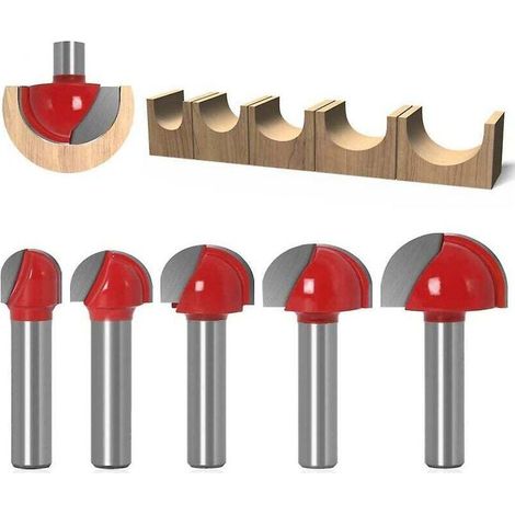 Fraise ronde en bois, 5 pièces fraises 8 mm tige 12/16/19/22/25 mm carbure fraise à rainurer pour fraise (1/5)