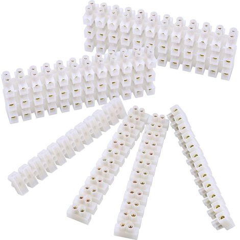 10PCS 10A Terminal Strip 12 Terminal Block with Screws Double Row Electrical Terminal Blocks for Connecting Wires, Electrical Appliances, Electrical Cabinets, White