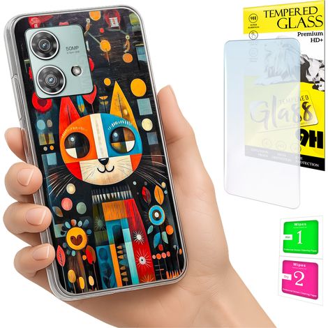 Custodia per Motorola Edge 40 Neo Photo Case Back Cat + vetro 9H (1/5)