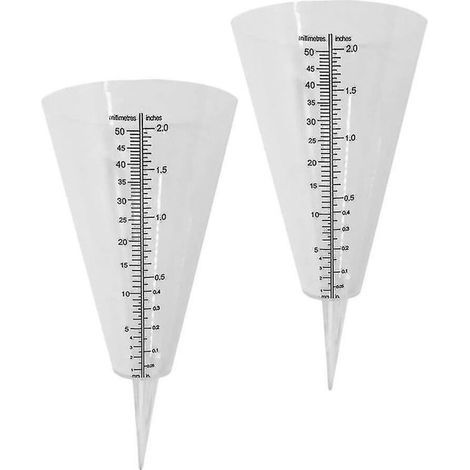 Pluviomètre d'extérieur en plastique (lot de 2) avec échelle de mesure (1/4)