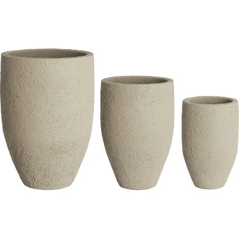 Set di 3 vasi SIROLO in color sabbia – Ø30x46 + Ø40x55 + Ø52x71