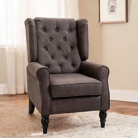 Canapé Fauteuil de salon capitonné bois massif 74 x 86 x 102 cm (1/5)