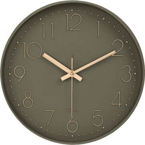 Horloge murale de luxe grise LW Collection 30 cm - Horloge murale - Horloge ronde grise avec chiffres or rose - Horloge de cuisine - Petite horloge (1/5)