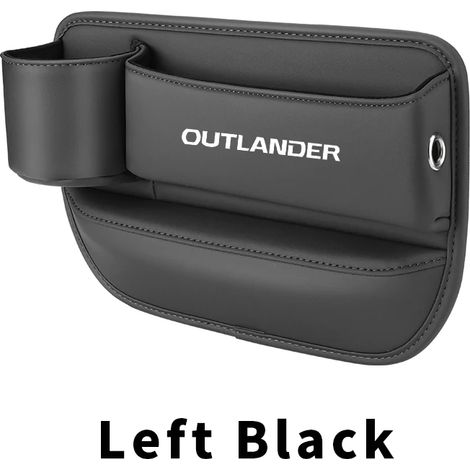 (Noir à gauche) Boîte de rangement pour l'espace entre le siège et le porte-gobelet de Mitsubishi Outlander 2023-2022, avec poche pour téléphone et clés, en cuir, accessoire intérieur auto (1/5)