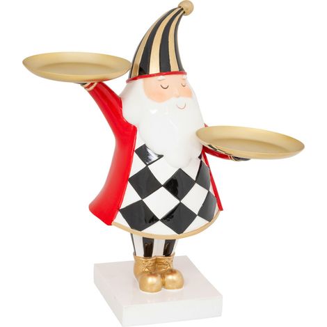 Père Noël avec 2 plateaux dorés H 30 cm - Feeric Christmas (1/2)