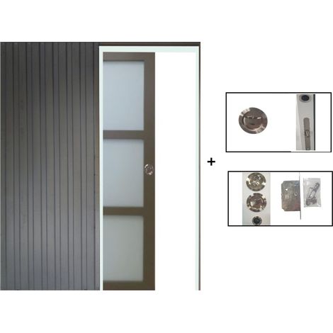 Porte Coulissante Gris Taupe Ral 7006 Vitrée H204 X L73 Cm, Galandage Gd Menuiseries (1/5)