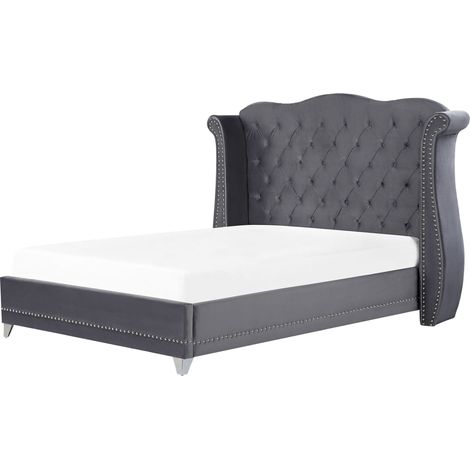 Bed Velvet AYETTE 180 x 200 cm (EU Super King) Grey