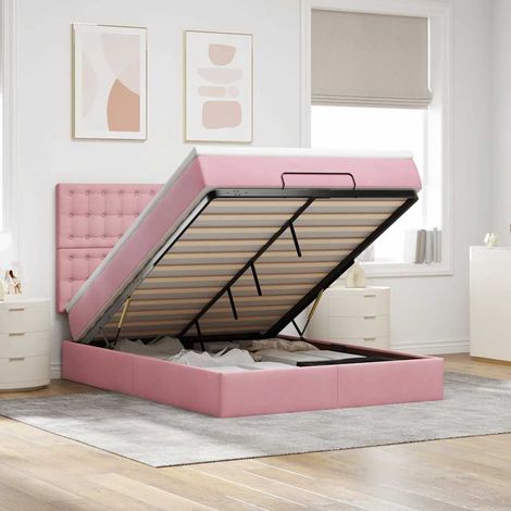 Ottoman-Bett mit Matratzen & LEDs Rosa 140x200 cm Samt (1/5)