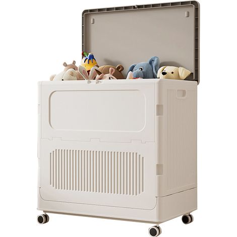 Panier à linge roulant avec couvercle, paniers à linge pliables en plastique avec roulettes et couvercle, paniers à linge grande capacité, chariot à linge pour buanderie (1/5)