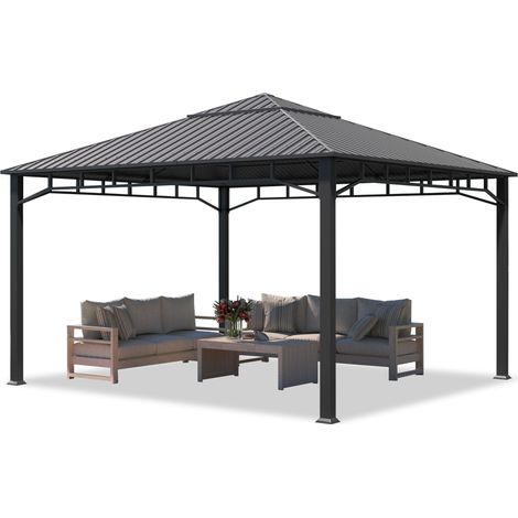 Gartenpavillon 4x4 m Stahldach Hardtop ohne Seitenteile, Pfosten 9x9 cm (1/5)