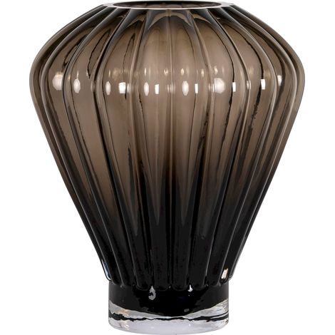 Vase décoratif en verre brun au design raffiné et élégant - brun fumé translucide (1/2)