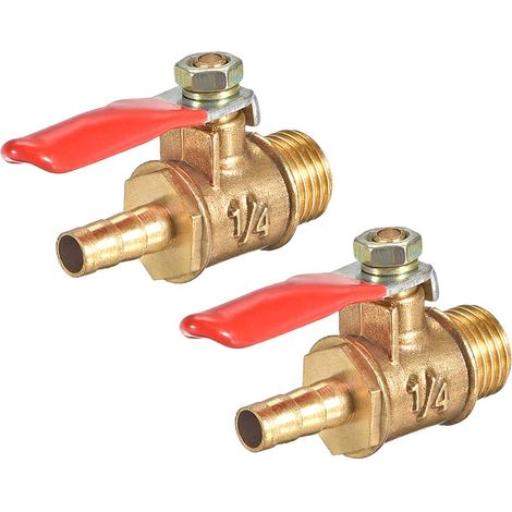 Laiton Air Robinet Tournant Sphérique NPT 1/4"M À 1/4" 2Pcs (1/3)