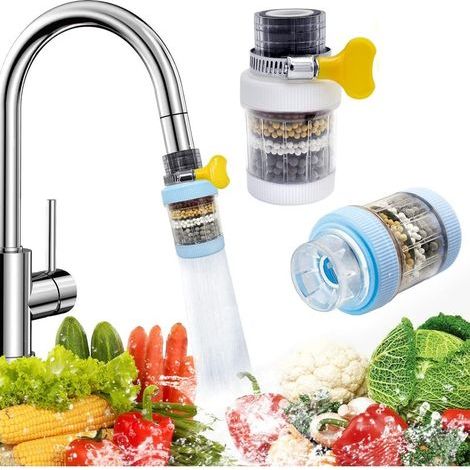 Set mit 2 Küchenwasserfiltern, Aktivkohlefilter, entfernt Chlor, Fluorid und Schwermetalle, enthärtet hartes Wasser, für Küche und Bad (1/5)