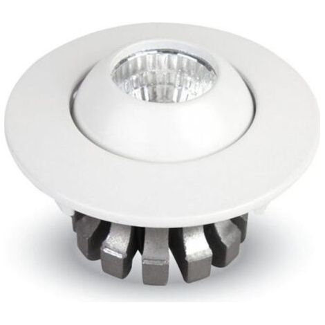 Spot Encastré Rond Blanc Brillant Réglable 3w Avec Ailettes Pour Plaques De Plâtre