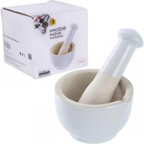Mortier - Grès - 8,5 cm - Blanc - Pour Épices Herbes Graines - 1 Pièce