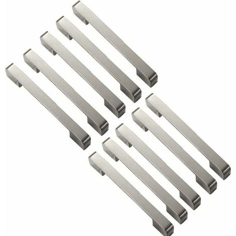 10pcs poignées de porte brossé poignee de meuble cuisine Poignées T Bar Bâton Cuisine Armoire Entraxe de Trous 128 mm Nickel brossé (1/4)
